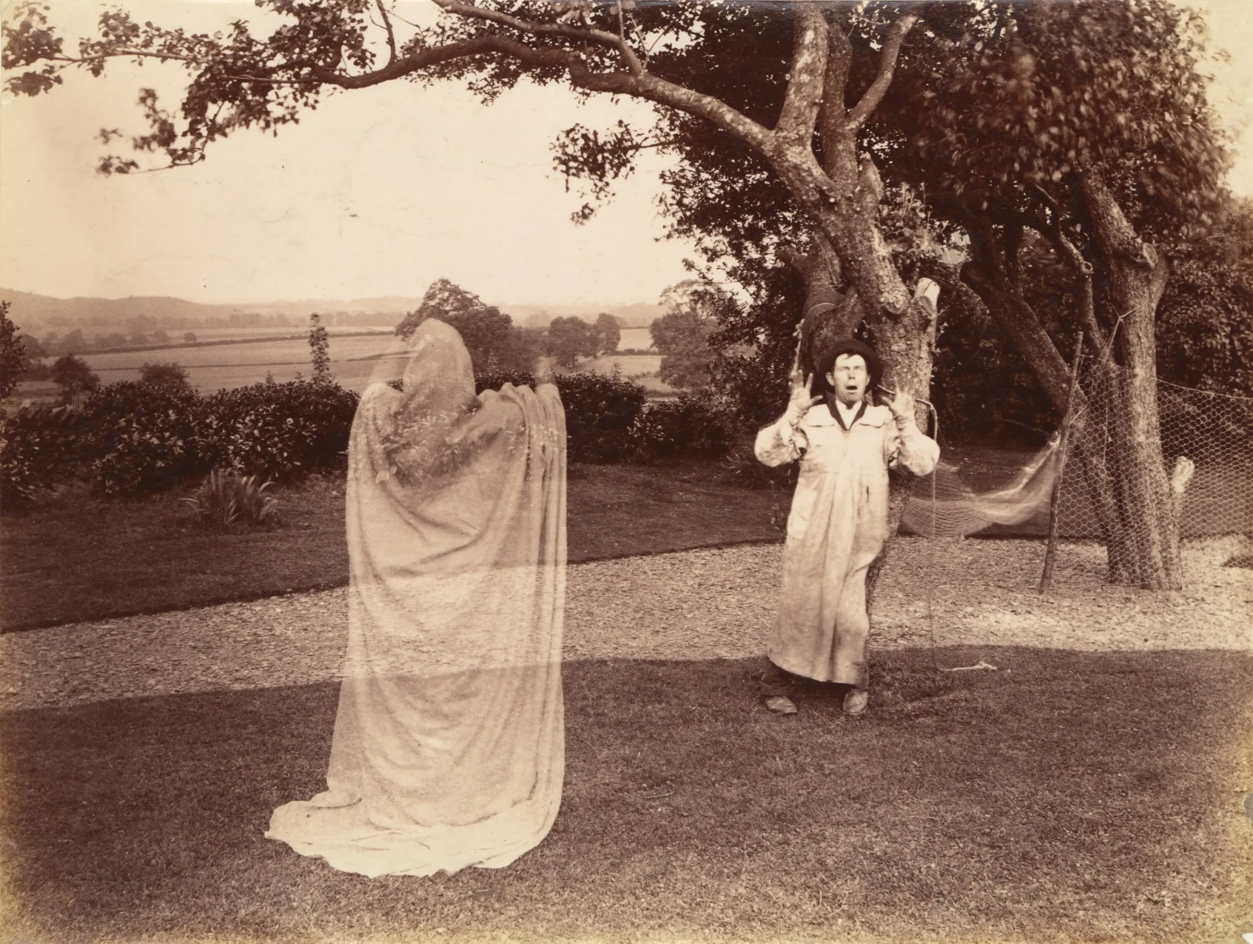 Amateurs playing ghost scene, 1887, W.S. Hobson When is ghosting okay text ethical