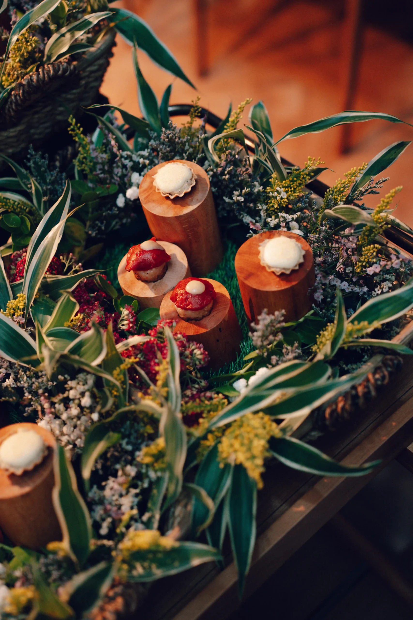 Chefs at work at Tadhana; Binatog (corn tortilla with truffle comte espuna, and coconut snow); and Pakwan (a crispy rice cake with watermelon and miso honey) from Tadhana; Tinapay (laminated tinigib cornbread with tinapa mousse and dalandan sherry marmalade) from Tadhana; Sinigang sa Bayabas (maya maya with batuan, kangkong, and whipped gabi) from Tadhana