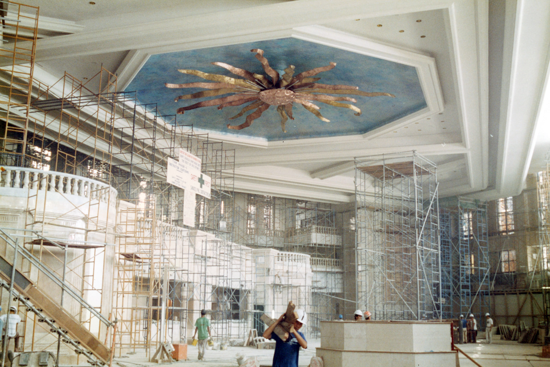 Workers in The Lobby with Sunburst already installed