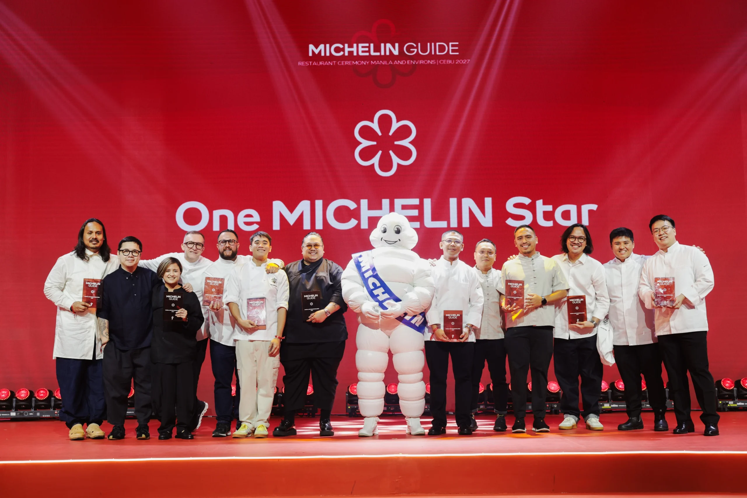 Chefs from last year's One Star restaurants retain their status, with FLOW joining the list. (From left): Jordy Navarra of Toyo Eatery, Nicco Santos and Quenee Vilar of Celera, Chele Gonzalez and Rodrigo Andres Osorio of Asador Alfonso, Aaron Isip of Kása Palma, Carlos Villaflor of Gallery by Chele, Thirdy Dolatre and Kevin Navoa of Hapag, JP Cruz of Inatô, Kevin Uy and Gabriel Ong of FLOW