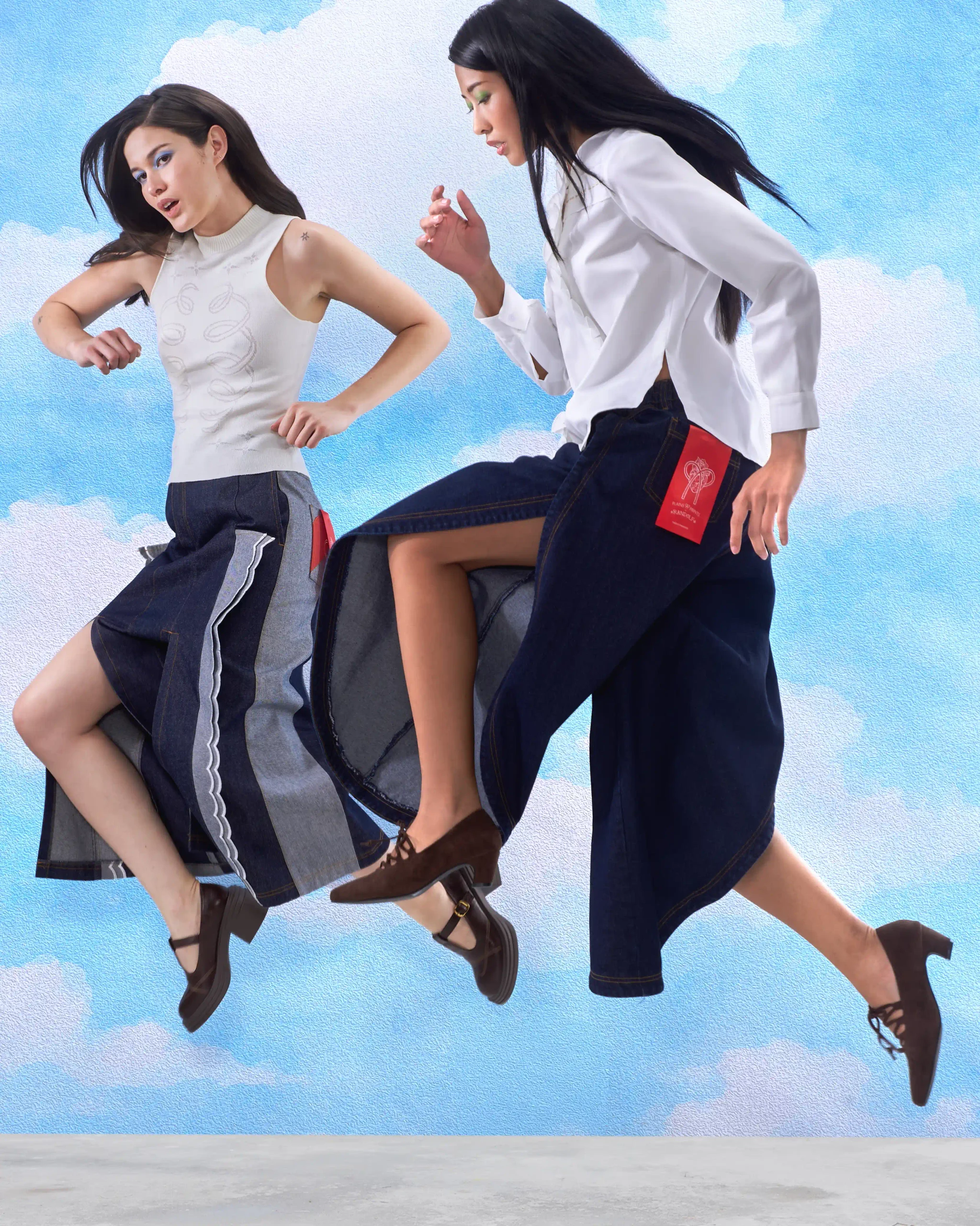Plains & Prints x Randolf: Ribs Knit Sleeveless top, Fins skirt, Road Long-sleeve top, and Petal pants