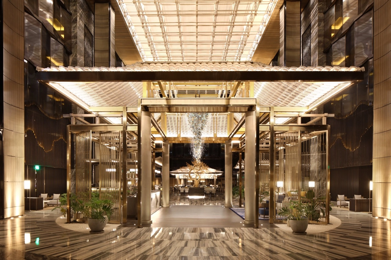 Inside the main lobby of Hotel Okura Manila