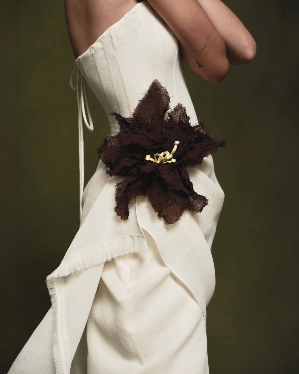 Mark Bumgarner Holiday 2026 white dress with flower embellishment